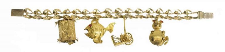 Estate 14kt Gold & Gold Plated Charm Bracelet