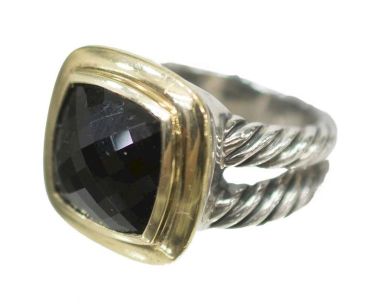David Yurman 18kt Gold, Sterling & Onyx Ring