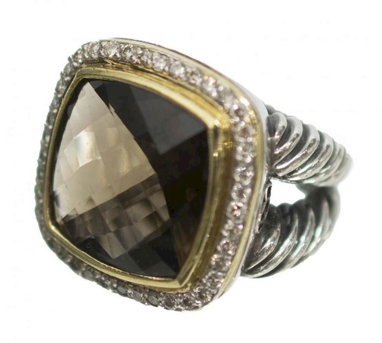 David Yurman 18kt Gold, Diamond & Topaz Ring