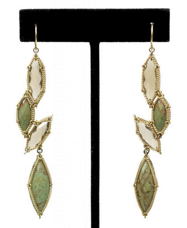 Anthony Nak 18kt, Turquoise, Quartz Earrings