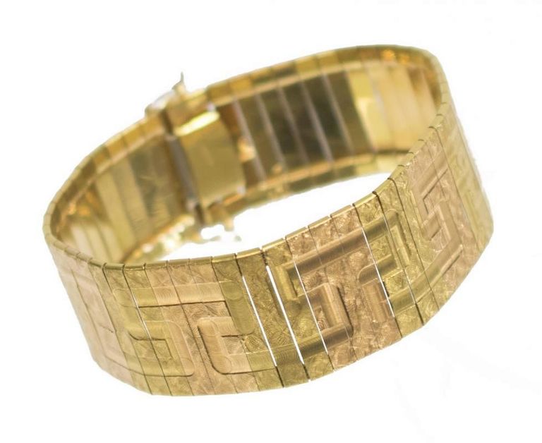 Estate 18kt Two-tone Gold Greek Key Bracelet