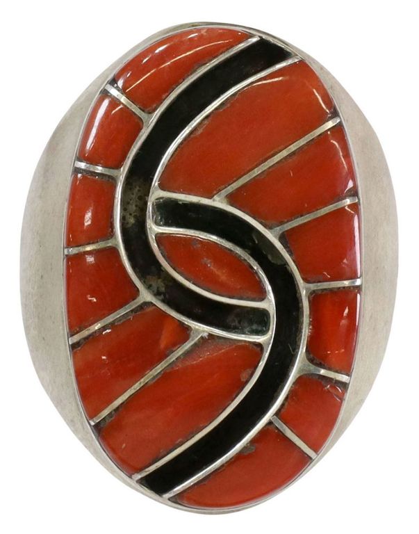 Amy Wesley Zuni Coral Channel Inlay Ring