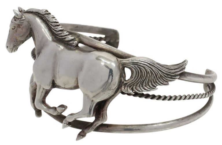 Glenn & Irene Sandoval Navajo Sterling Horse Cuff