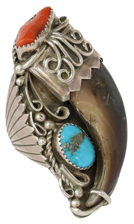 Gent's Joe Tso Navajo Claw Turquoise Sterling Ring