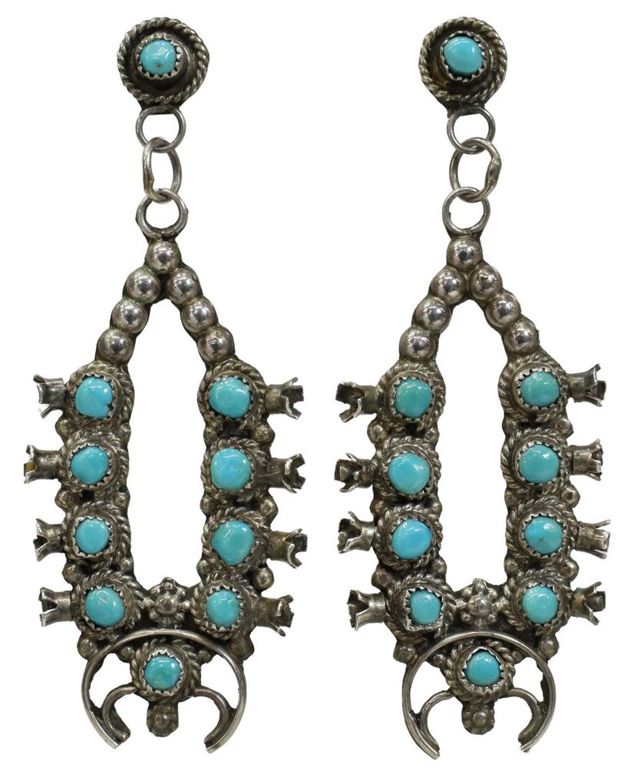 Southwest Sterling & Turquoise Drop Earrings