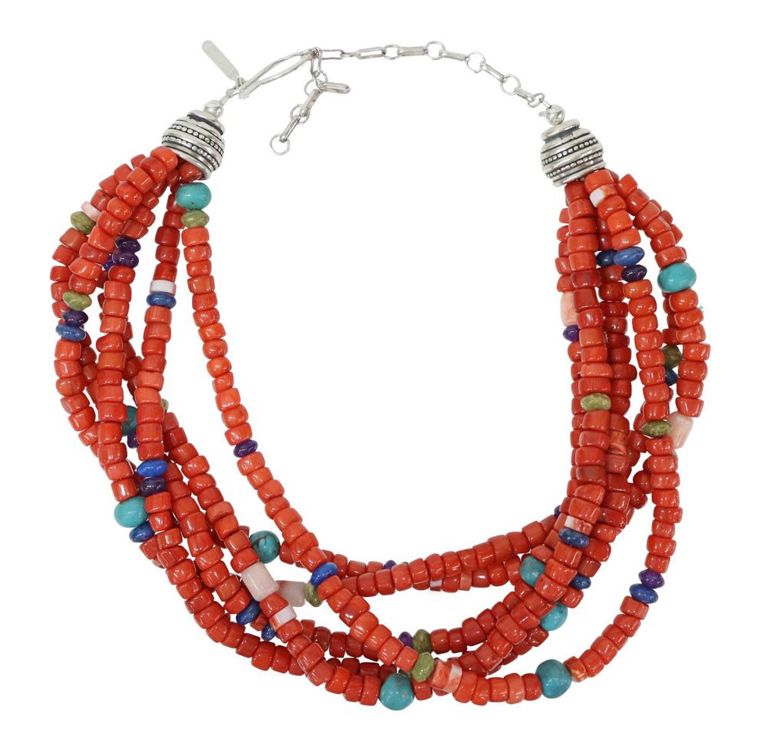 Rocki Gorman Santa Fe Red Coral Choker Necklace