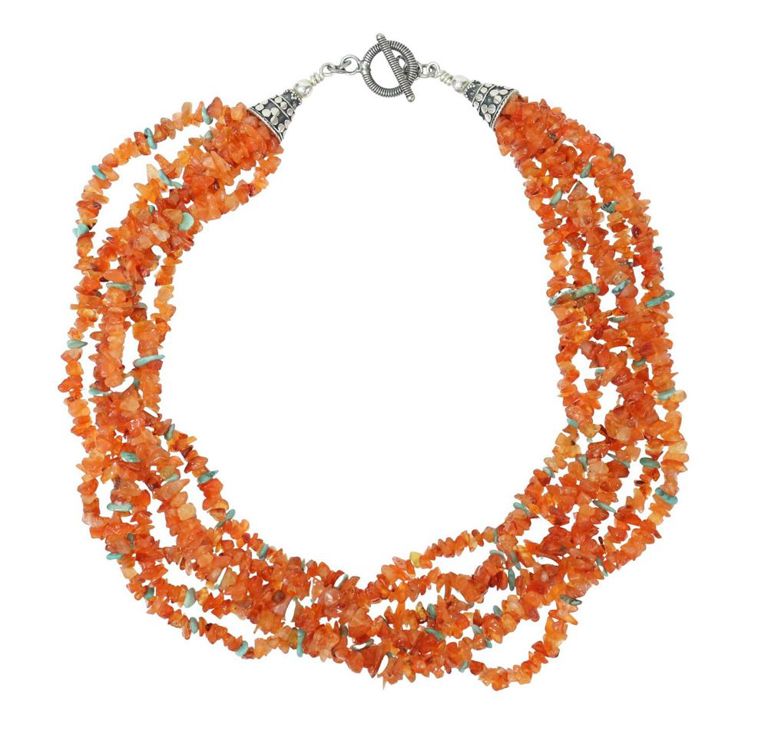 Southwest Style Carnelian & Turquoise Necklace