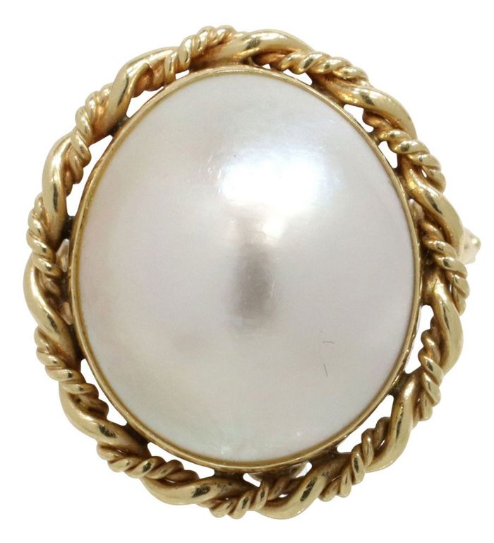 Estate 14k Yellow Gold & Mabe Pearl Ring