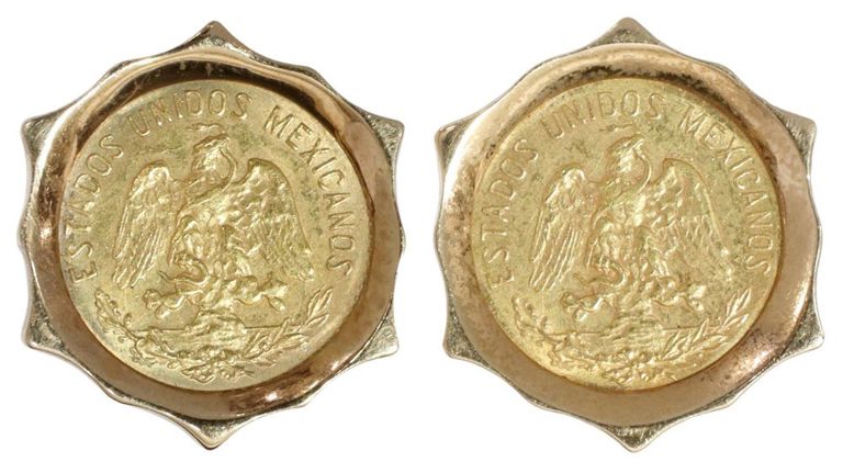 Estate 14kt & 5 Peso Gold Coin Earrings