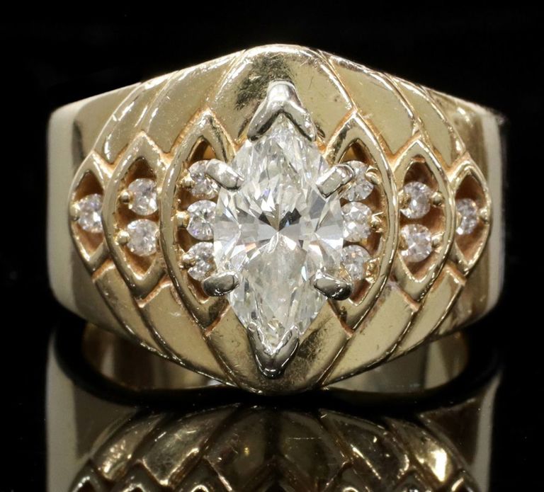 Estate 14kt Gold & Marquise Diamond Ring