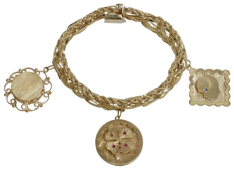Estate 14kt Yellow Gold Charm Bracelet