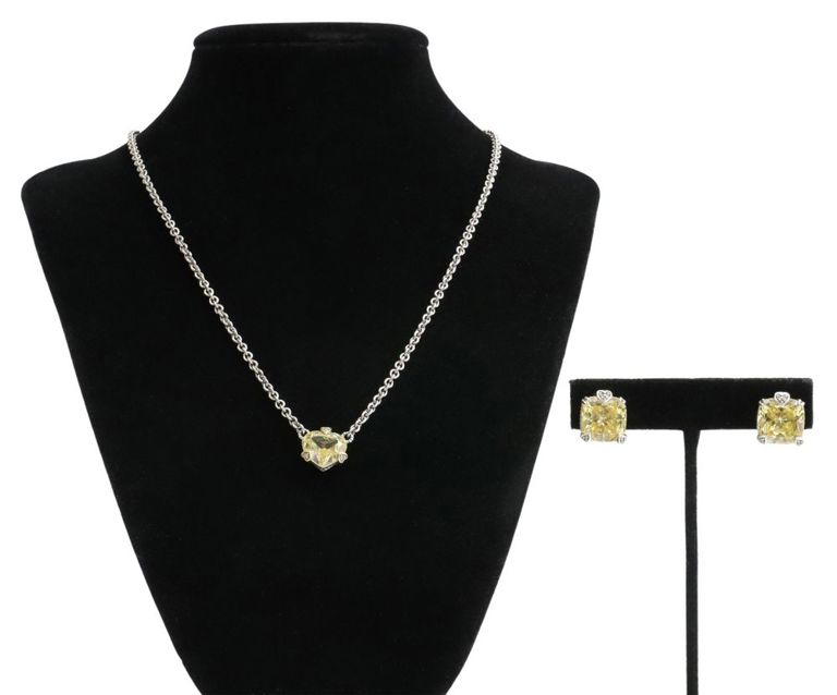 Judith Ripka Crystal Heart Necklace & Earrings