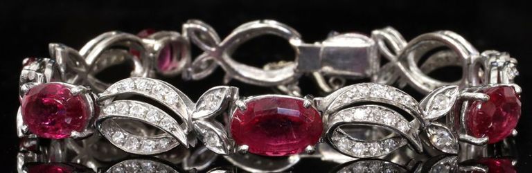 Estate 18k White Gold Tourmaline Diamond Bracelet