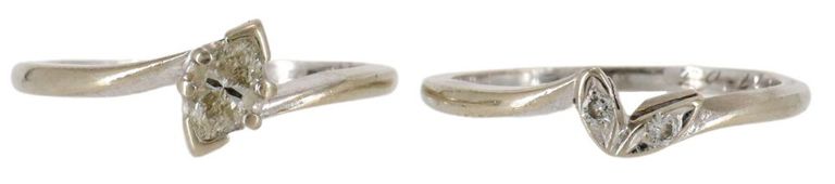 Estate 14kt White Gold & Diamond Ring Set