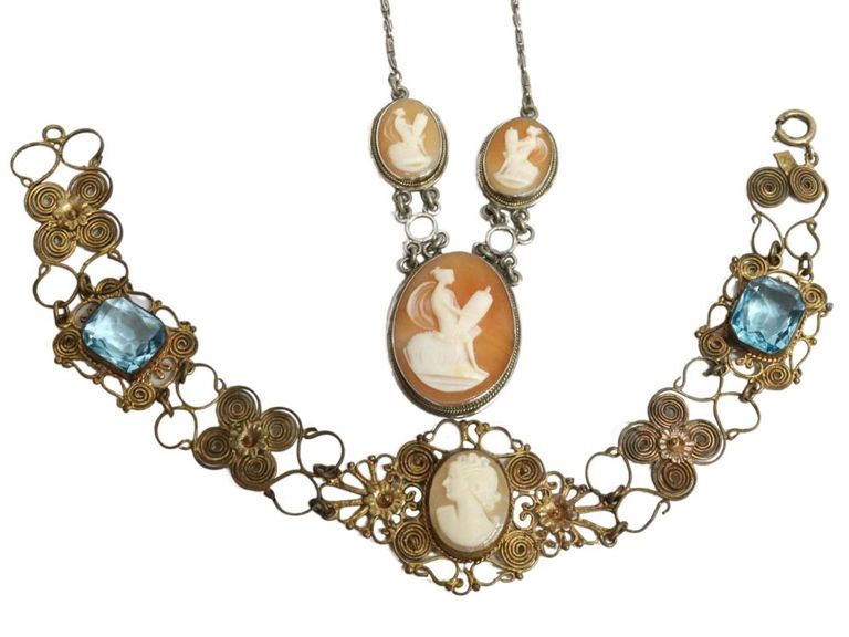 Triple Cameo Necklace & Vermeil Bracelet
