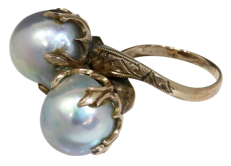 Estate 14kt Gold & Baroque Pearl Ring