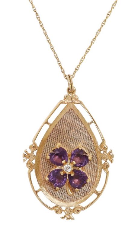 Estate 14kt Gold Four-Leaf Clover Pendant Necklace