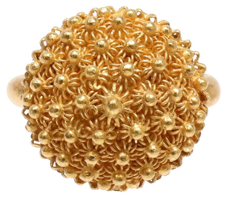Estate High Carat Yellow Gold Granulated Dome Ring