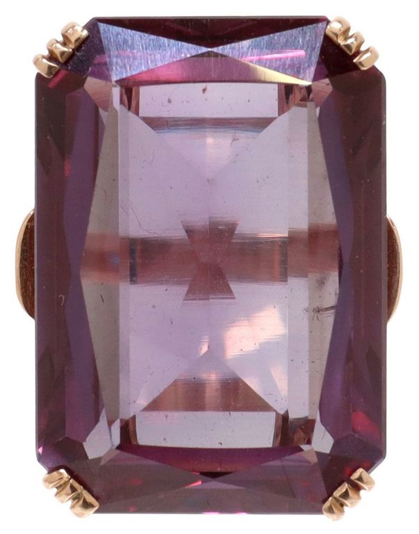 Estate 14kt Rose Gold & Purple-blue Stone Ring
