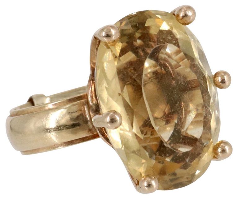 Estate 14kt Yellow Gold Oval Cut Citrine Ring