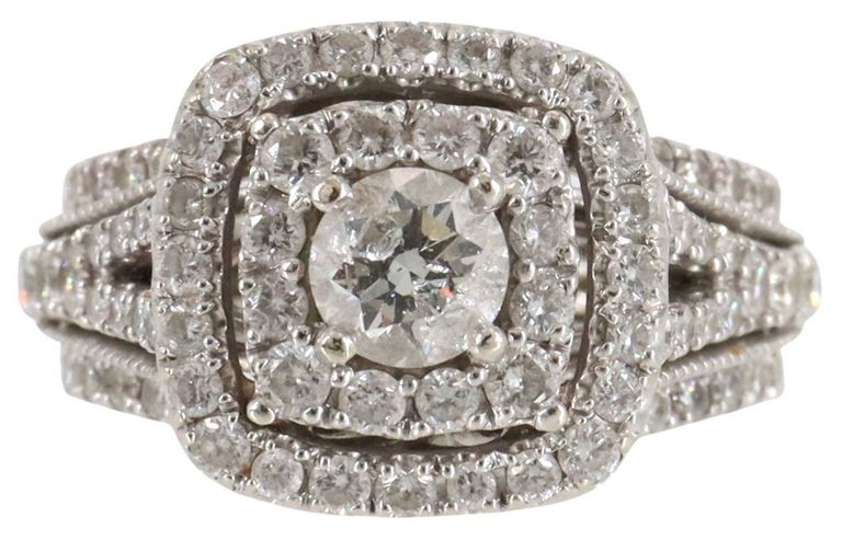 14k white gold bridal set with diamonds