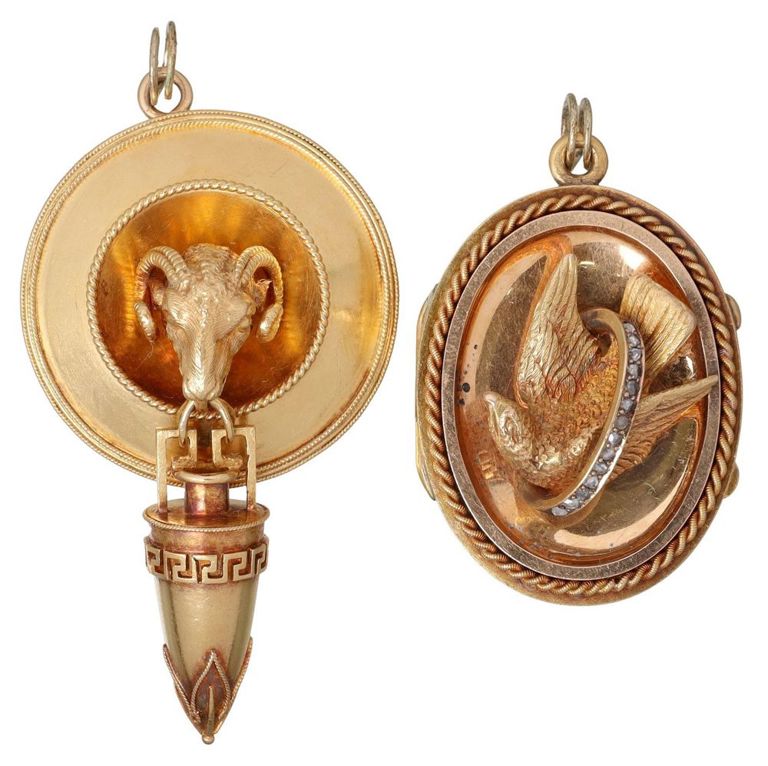 Estate Victorian 18kt Gold Locket & Charm