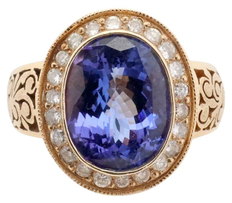 Estate 14kt Gold Tanzanite & Diamond Ring