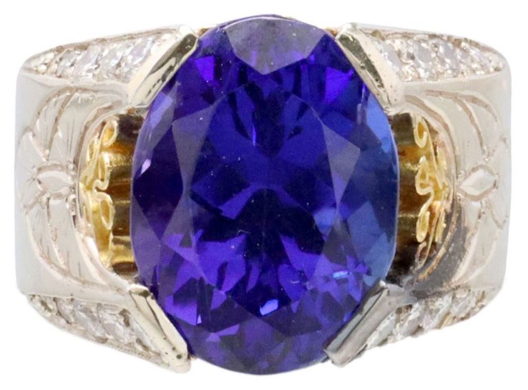 Estate 14kt Gold Tanzanite & Diamond Ring