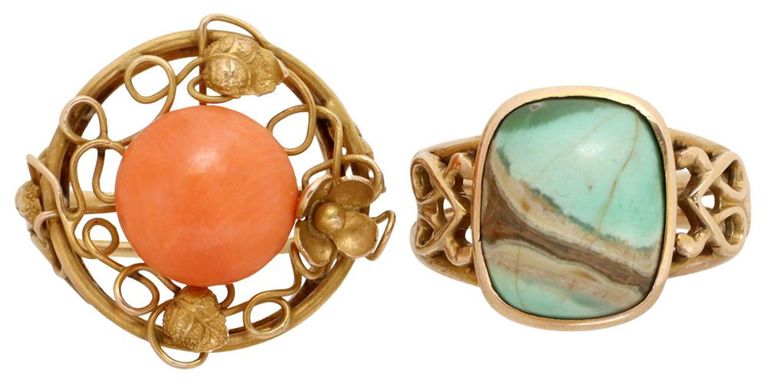 Estate Antique Low Carat Gold Cabochon Rings