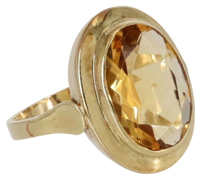 Estate 14kt Yellow Gold & Oval Cut Citrine Ring