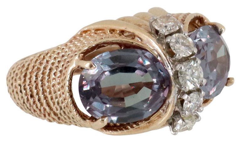 Estate 10kt Yellow Gold Diamond & Gemstone Ring