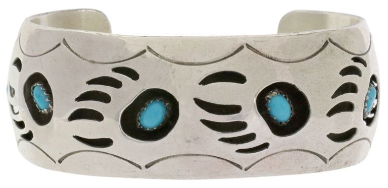 Peralene Spencer Navajo Sterling Bear Paw Cuff