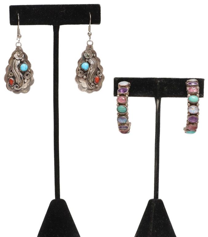 Southwest Style Silver & Stone Earrings