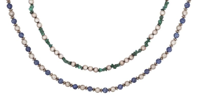 Estate Silver and Hardstone Beaded Necklaces