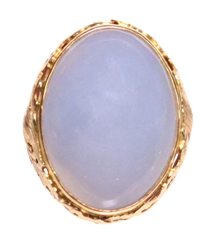 Estate Ming's Jewelry 14kt Gold & Hardstone Cabochon Ring