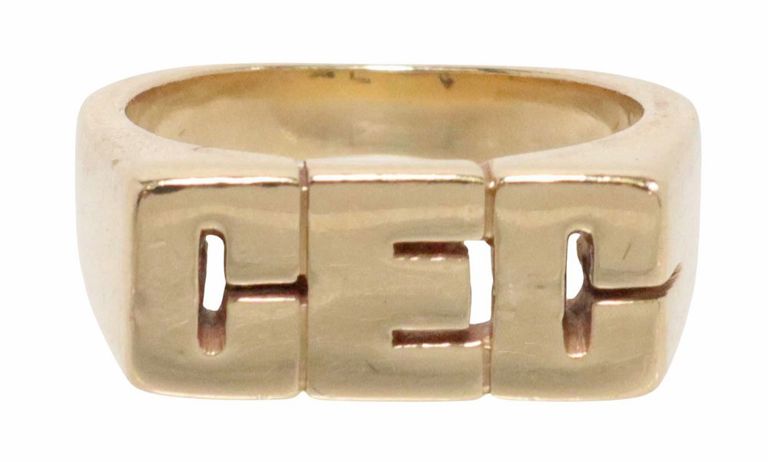 Estate Gent's James Avery 14kt Yellow Gold Monogram Ring
