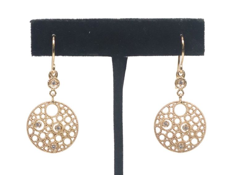 Estate Roberto Coin 18kt Gold & Diamond 'mauresque' Circle Drop Earrings