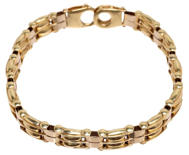Estate Italian 18kt Yellow Gold Double-bar Chain Bracelet