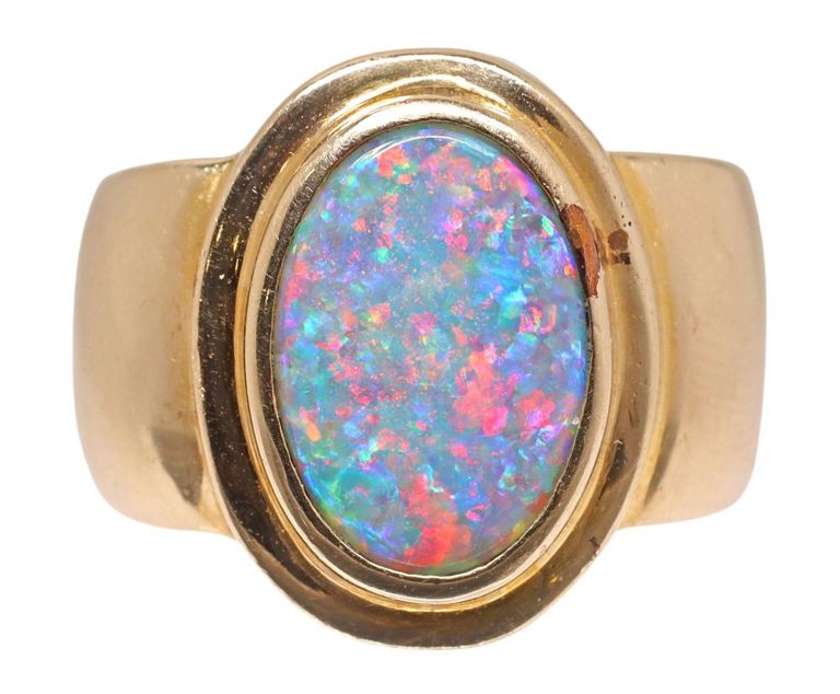 Estate Franzetti Jewelers 14kt Gold & Opal Doublet Ring