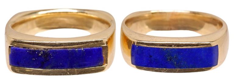 Estate 14kt Yellow Gold & Lapis Lazuli Plaque Rings