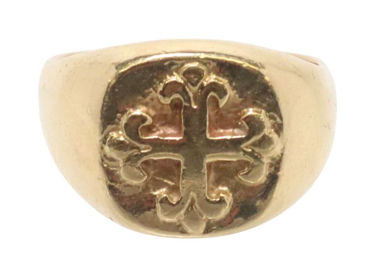 Estate James Avery 14kt Yellow Gold Cross Signet Ring