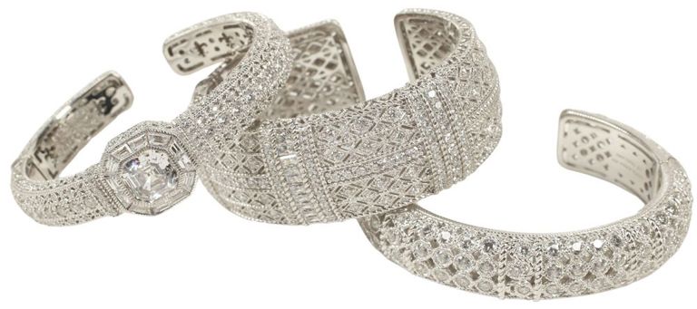 Estate designer sterling silver hinged cuff 'cocktail' bracelets