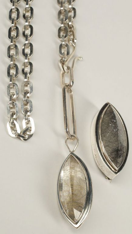 Estate designer sterling silver and rutilated quartz jewelry group