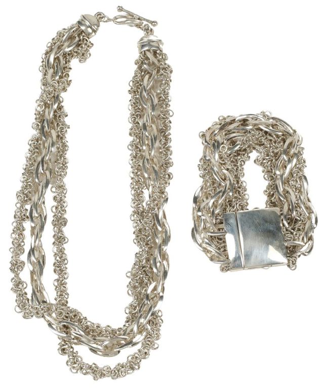 Estate designer sterling silver jewelry suite, Michael Dawkins