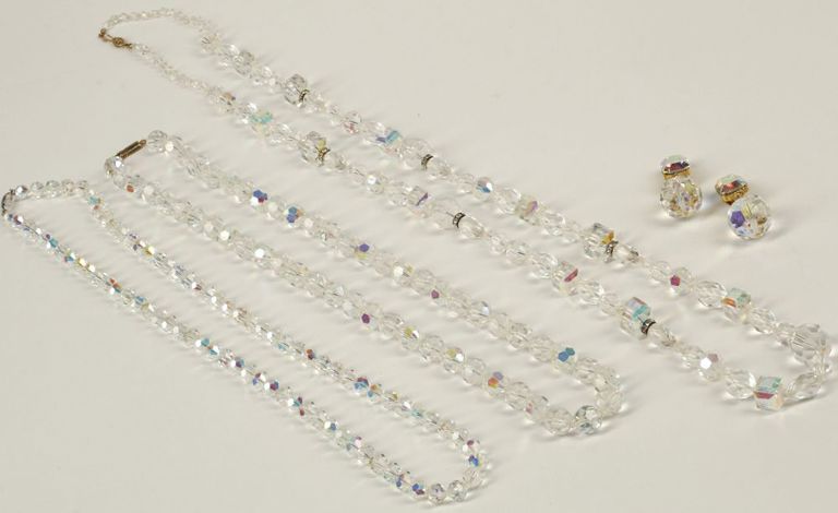 Estate vintage cut crystal beaded jewelry suite