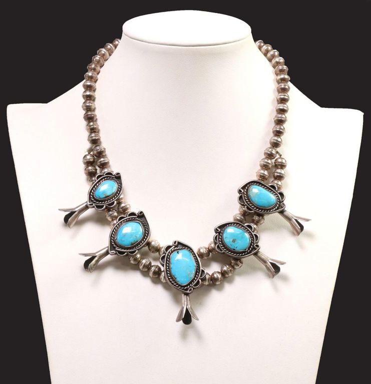 Native American silver and turquoise necklace