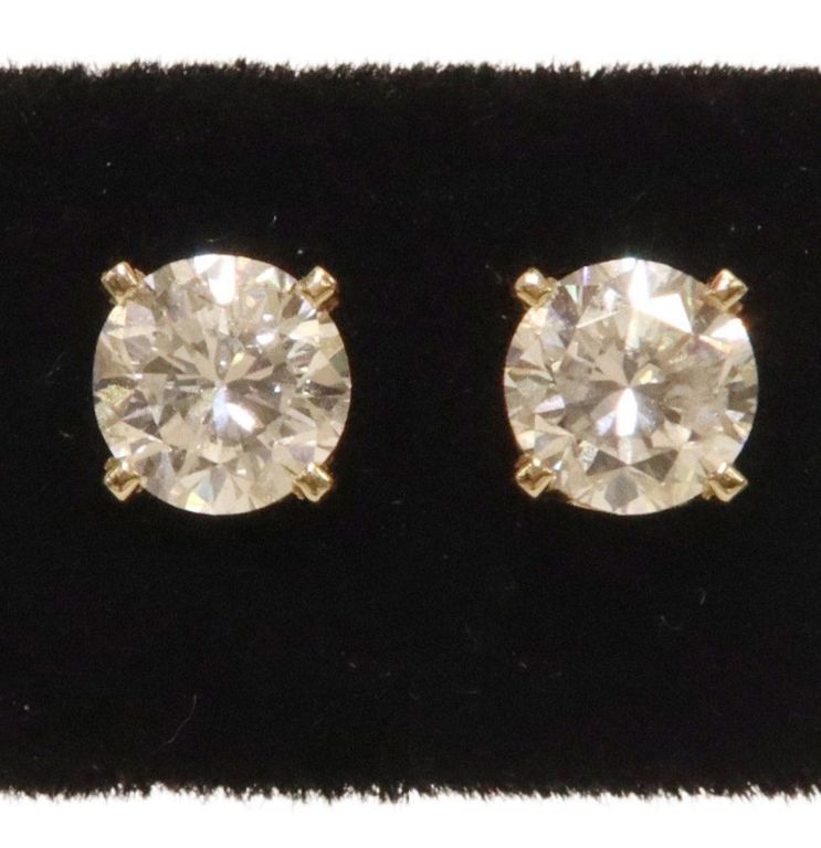 Estate 14k yellow gold diamond stud earrings