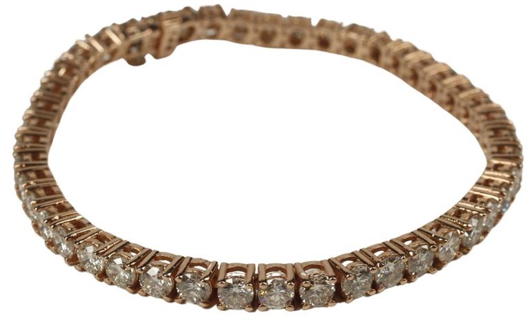Estate 14k rose gold diamond tennis bracelet