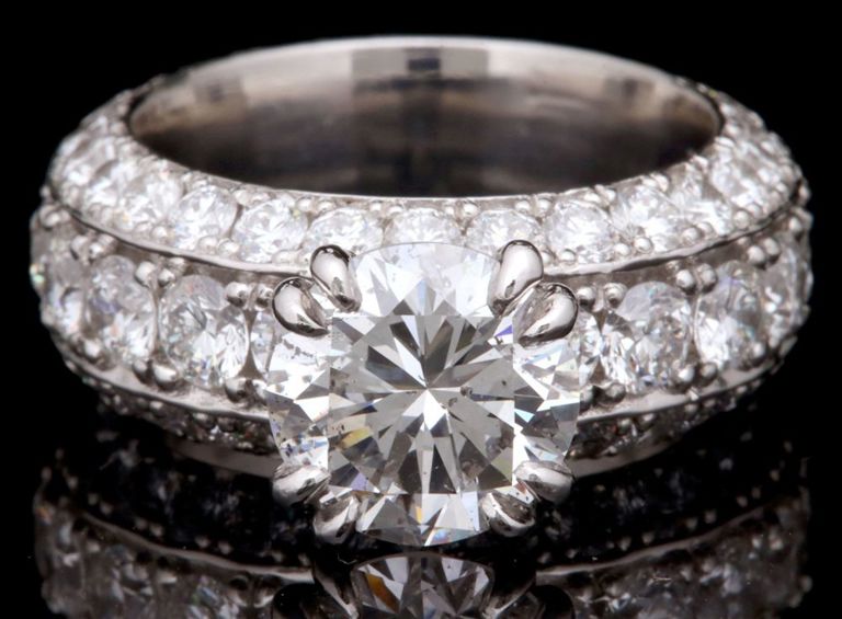 Estate Custom Platinum and Diamond Ring