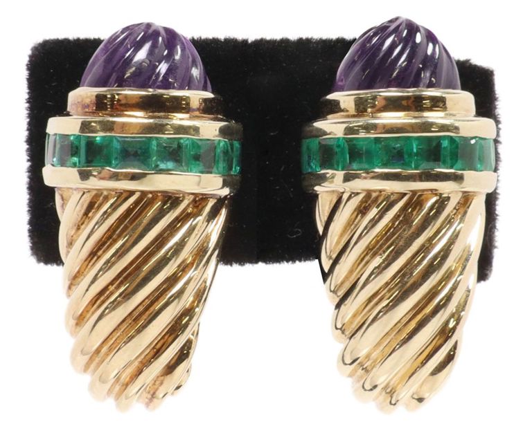 Estate David Yurman 14k gold gemstone earrings